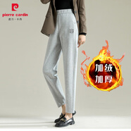 皮爾卡丹（pierre cardin）高品質(zhì)哈倫褲女春秋新款高腰寬松顯瘦彈力加絨加厚感直筒休閑衛(wèi)褲 淺灰(加絨7200) 加厚 M 建議90-110斤