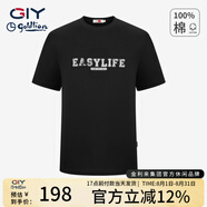 G|Y goldlion金利來GY短袖t恤男2025夏季寬松休閑體恤圓領(lǐng)上衣半袖打底衫 黑色 L