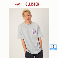 HOLLISTER【涼感印花T】25夏新款情侶寬松T恤男裝女裝KI323-5008 麻灰色 M (180/100A)
