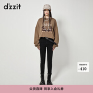 DZZIT地素加絨牛仔高腰打底褲秋冬黑色小腳褲設計女 深灰色（批次二） 常規 S