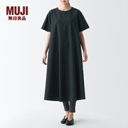 無印良品（MUJI）女式 涼爽 短袖連衣裙 百搭 裙子長(zhǎng)裙 BCL67C3S 黑色 XL
