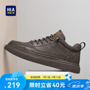 海瀾之家HLA男鞋休閑皮鞋子男士板鞋運動(dòng)鞋HAAXXM1EBF038 棕色44