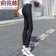 俞兆林2025春秋季韓版女裝外穿加絨打底褲修身顯瘦內搭小腳鉛筆長(cháng)褲 皮標款黑色 3XL 碼(130-145斤)