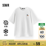 森馬（Semir）【多彩涼感T】短袖t恤女夏中長款寬松舒適刺繡上衣109324100007