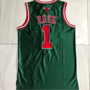 杜西哲（DUXIZHE）全刺繡 公牛隊1號羅斯ROSE球衣23喬幫主城市版復古美式籃球服套裝 公牛1號羅斯絲光綠色【單球衣】 S