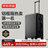京東京造無界鋁框行李箱男女 旅行箱密碼箱登機(jī)皮箱學(xué)生 黑 24英寸