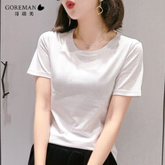 哥瑞美 t恤女短袖新款夏季女裝白色亮片被打底衫上衣ins潮牌春夏寬松T恤 白色 M