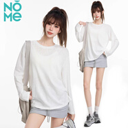 NOME雪花棉清透長袖T恤女防曬慵懶罩衫女夏季寬松外搭空調(diào)衫 白色  M 
