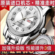 瑞士進(jìn)口正品全自動(dòng)機械表防水夜光精鋼男士日歷時(shí)尚薄鏤空男表 白面 銀邊【背后鏤空+強夜光防水 旗艦升級新版-【背后鏤空】