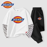 DickiesDickies童裝男童套裝秋季長(cháng)袖t恤兒童純棉打底衫中小童寬松休閑褲 白/DK紅藍標小-黑/DK紅標K 120 120cm