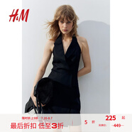 H&M女裝連衣裙夏季無袖收腰法式通勤時尚休閑V領(lǐng)連衣裙1236826 白色 170/104