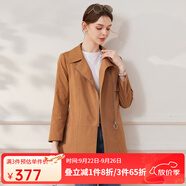 經(jīng)典故事（JANE STORY）高端拉鏈風(fēng)衣女春秋2025新款中長(zhǎng)款小眾氣質(zhì)西裝領(lǐng)工裝美拉德外套 咖黃色 L