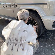 Cebrodz法國短袖男夏季潮流ins美式個性字母高街百搭重磅寬松半袖體恤 白色 XL