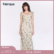 Fabrique【郁花園】小飛袖印花連衣裙女2024夏季新款 草綠 XS
