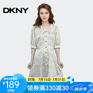 唐可娜兒（DKNY）【京東奧萊】碎花連衣裙裙子法式女神范茶歇裙泡泡袖中長(zhǎng)裙W2312Z W2312Z01-725 S