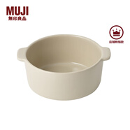 無印良品（MUJI） 炻瓷 雙耳烤碗 微波爐烤箱用烤盤餐具 空氣炸鍋用 米灰色 15.8cm