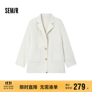 森馬（Semir）外套女中長款西裝領通勤寬松2024冬含羊毛雙面呢夾克109724108021