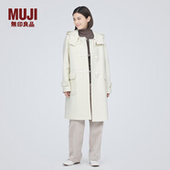 無(wú)印良品（MUJI）女式羊毛混牛角扣大衣長(zhǎng)款連帽毛呢呢子外套秋冬季外衣女裝 米白色 S (155/80A)