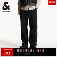 杰克·瓊斯（JACK&JONES）男裝春夏潮流加絨褲子傘兵褲工裝褲男直筒寬松休閑褲蓄熱保暖男褲 E40 黑色 XL 偏大，建議拍小一碼