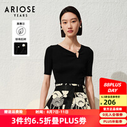 艾諾絲雅詩(shī)【商場(chǎng)同款】夏季新品高級珍珠扣袢套頭短袖毛針織衫30428172 黑色 XL