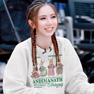BEBW香港潮牌明星同款衛衣女裝秋冬新款慵懶風(fēng)外套美式復古卡通上衣 彼得兔-白色常規 S 84~100斤