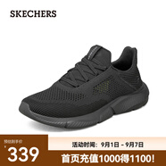 斯凱奇（Skechers）夏季男鞋新款輕便一腳蹬透氣網(wǎng)面休閑運動(dòng)跑步鞋百搭慢跑鞋210281 全黑色/210281-BBK 41.5