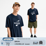 熊貓·本（ben.panda）25SS防曬速干T恤寬松印花上衣240G圓領運動透氣情侶短袖 藏青色 S