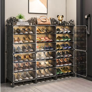 眾恩鞋架新款出租屋家用門(mén)口多層收納神器經(jīng)濟型宿舍防塵簡(jiǎn)易臥室鞋柜 經(jīng)典黑花-A款 優(yōu)惠中 雙排6層4門(mén)