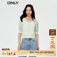ONLY淑女泡泡袖花朵拼接套頭短袖針織衫女|123213003 A01 西克雷斯特SEACREST M 165/84A