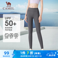 駱駝（CAMEL）防曬速干女士高腰收腹彈力健身九分褲 Y1S10L6608A 疊霧灰 M