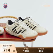 蓋世威（K·SWISS）【秀場同款】運動鞋男女鞋復古真皮休閑低幫板鞋Si-18滿貫鞋8381 9275-202蘆筍白/純黑 男女同款 38 尺碼偏小,推薦拍大一碼