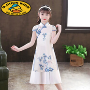 G.DUCKKIDS女童漢服連衣裙夏季新款夏裝小女孩童裝旗袍夏款兒童裙子夏天 A870香檳色 140 cm
