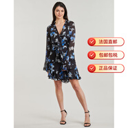 GUESS品牌女士連衣裙歐美法式V領(lǐng)性感收腰長(cháng)袖短裙藍色夏季2025新款 藍色 S （EU）