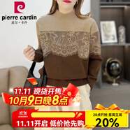 皮爾卡丹（pierre cardin）歐洲站復古提花拼色半高領(lǐng)毛衣女2025秋冬新款時(shí)尚洋氣打底針織衫 駝色 M