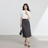伯德小姐灰色面試A字半身裙設計感女春夏通勤休閑中長(cháng)款開(kāi)衩職業(yè)包臀裙