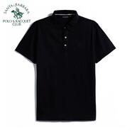 圣大保羅;SANTA BARBARA POLO & RACQUET CLUB圣大保羅男士夏季休閑純棉Polo衫修身版商務(wù)翻領(lǐng)短袖T恤上衣男 Z9黑色 XS 160_80B