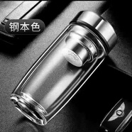 希諾（HEENOOR）摔鋼化玻璃杯茶葉杯子防摔的隔熱保溫水杯雙層鵝蛋杯男士茶杯防 雙層加厚鋼本色550ML