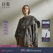 日著原創(chuàng)設(shè)計(jì)羊毛混紡披肩不規(guī)則針織衫2024冬季新款樹(shù)影鏤空上衣 游離咖 均碼