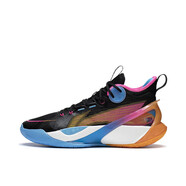李寧（LI-NING）音速10ULTRA一體織?絲輕量回彈減震比賽鞋籃球鞋AB 標準白紫外光 黑色熒光果粉ABAS145-5 41