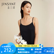 金三塔真絲吊帶睡裙桑蠶絲針織吊帶睡裙打底真絲襯裙YZF3B310 黑色【有花邊】 XL (170/92A)