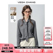 VEGA CHANG9.8上新【柔系精致】灰色系帶領(lǐng)毛衣 溫柔精致 針織衫 礫霧灰 M