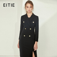 愛(ài)特愛(ài)（EITIE）秋冬新品明星同款氣質(zhì)時(shí)尚通勤職場(chǎng)OL風(fēng)開(kāi)衩連衣裙5807558 黑20 L 165