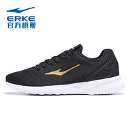 鴻星爾克男鞋運(yùn)動(dòng)鞋網(wǎng)面跑鞋休閑旅游鞋輕便跑步鞋男 正黑/國(guó)王金 39