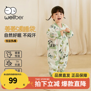 威爾貝魯（WELLBER）嬰兒睡袋恒溫分腿感溫標(biāo)加厚兒童防踢被子保暖睡衣秋冬款保暖睡袍 竹海熊貓【雙層不夾棉】20-25℃ M（建議身高80-90cm）