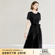 顏域短袖黑色連衣裙女裝2024新款夏裝優(yōu)雅顯瘦中長款圓領(lǐng)波點(diǎn)裙子 黑白點(diǎn) M/38