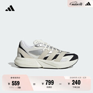 adidas「流光跑鞋」LIGHTBLAZE休閑跑步運動(dòng)鞋男女阿迪達斯輕運動(dòng)   白色/漢玉白/金屬銀   42.5