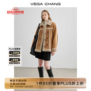 VEGA CHANG【精英衣櫥】皮毛一體短外套女2025年秋冬毛絨保暖夾克外套 布朗棕（長款） M