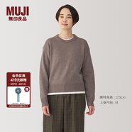 無印良品（MUJI）女式 美利奴羊毛可水洗中針距圓領(lǐng)毛衣女款秋冬針織衫BA1P4A4A 深咖啡棕色 M (160/84A)
