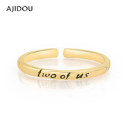 AJIDOU阿吉豆戒指520新年禮物 時(shí)尚簡(jiǎn)約開(kāi)口戒日常百搭送女友 老婆 金色
