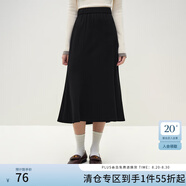 范思藍恩23FS14724 a字針織半身裙女秋冬新款中長(cháng)款魚(yú)尾裙子 黑色 L